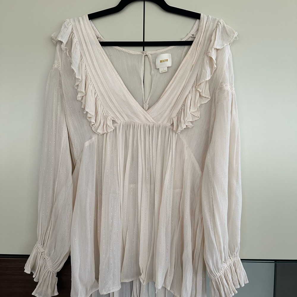 Maeve Cream Ruffled Blouse